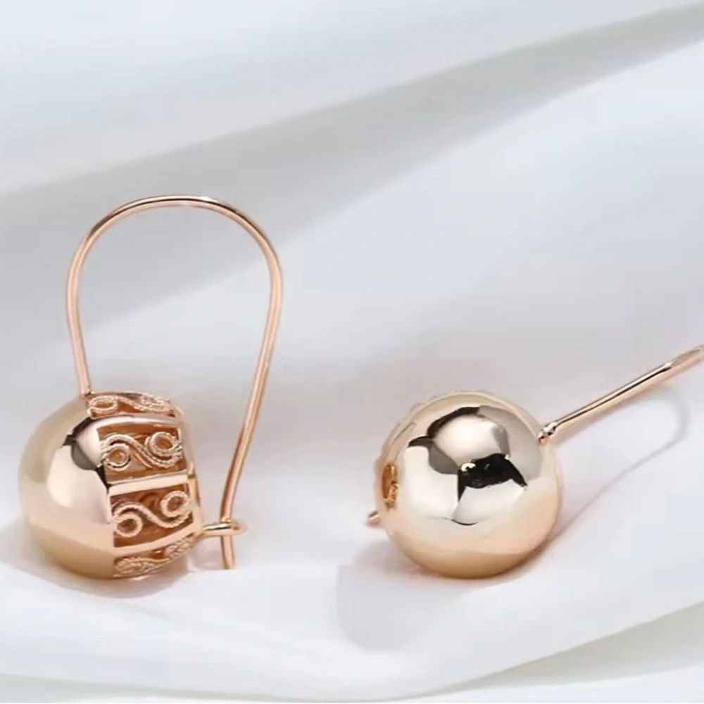 585/14k Rose Gold Ball Drop Earrings - Women Jewelry